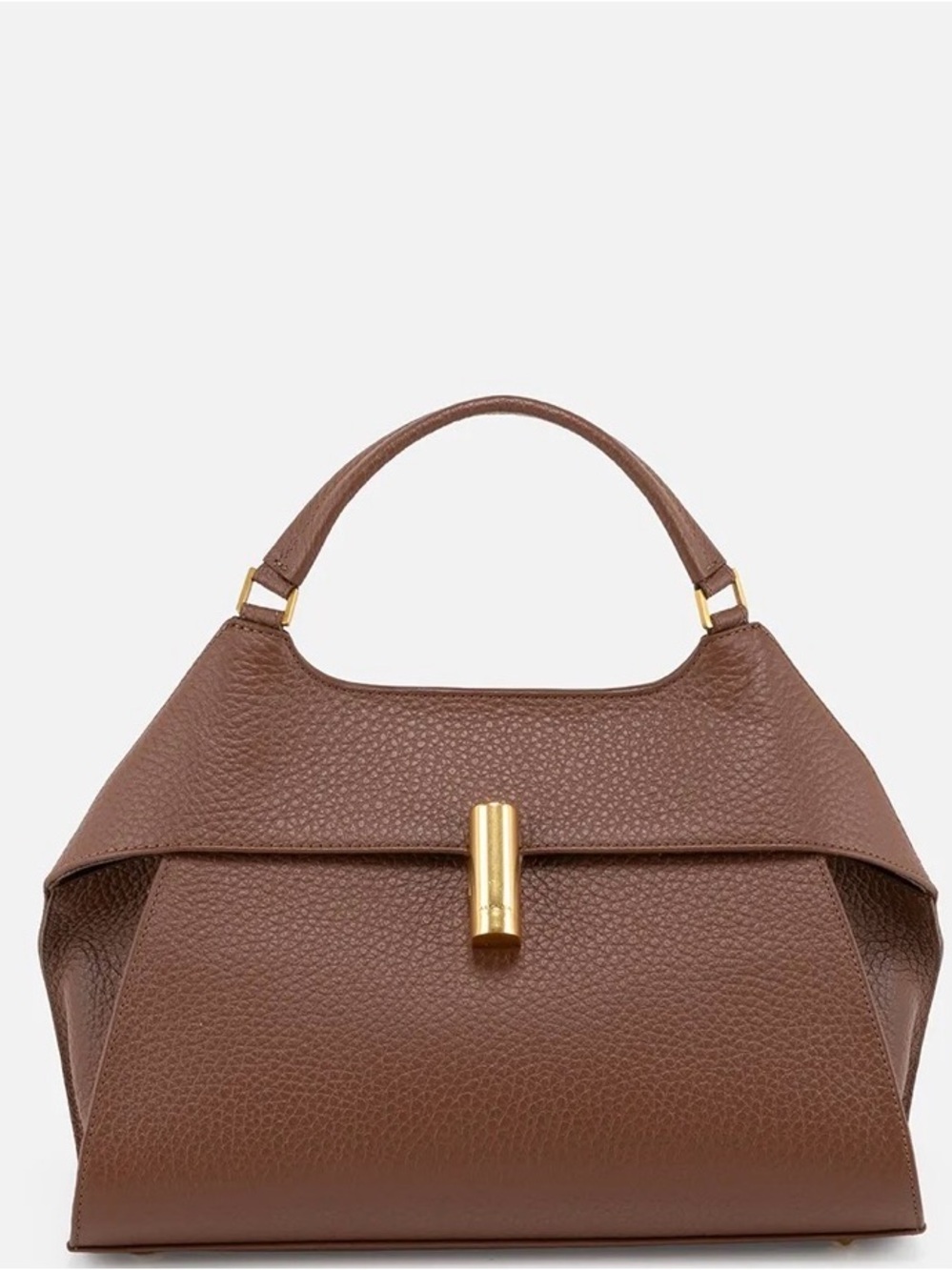 Arcadia Brown Leather Top-Handle Satchel with Gold-Tone Hardware